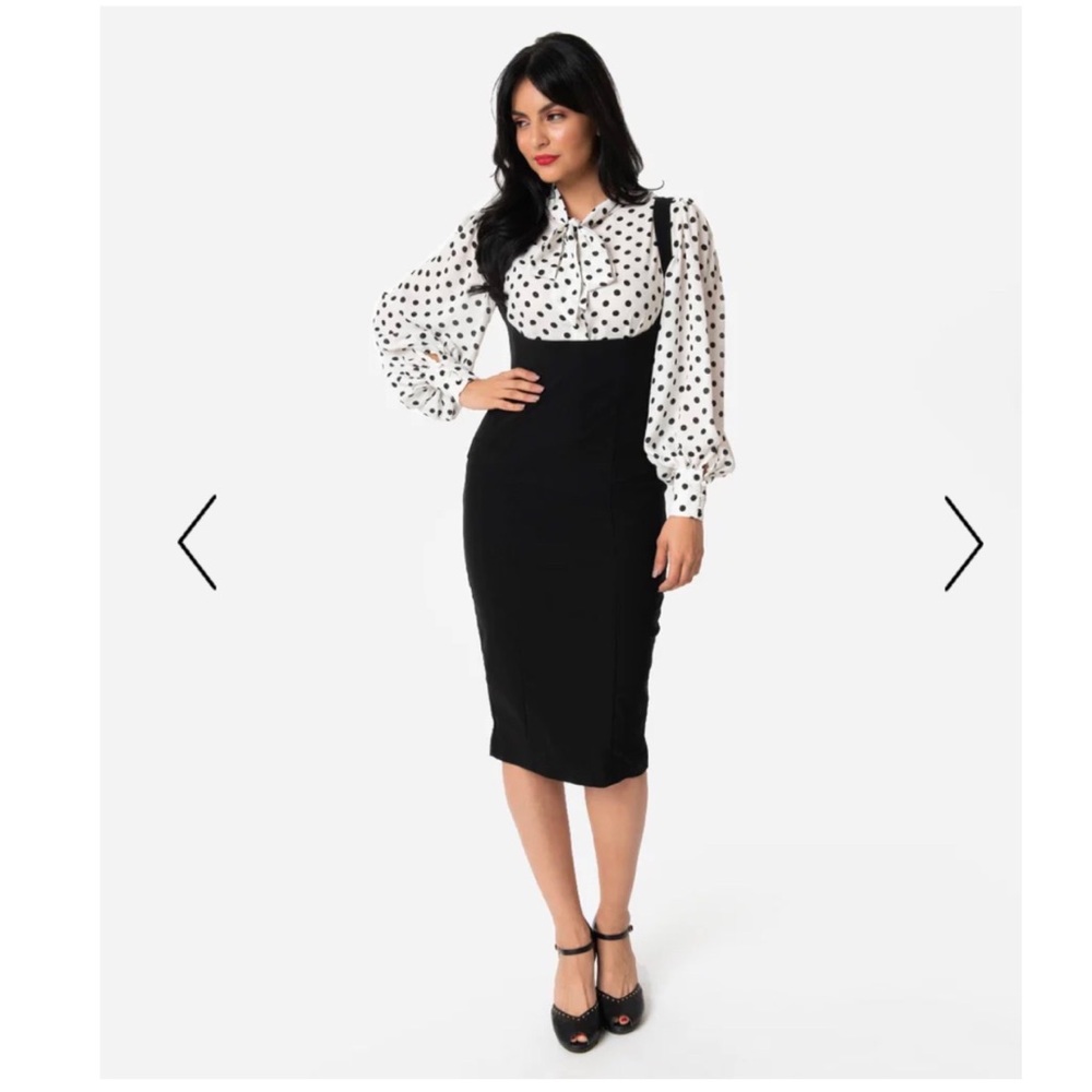 Unique Vintage Black High Waisted Fontaine Suspender Skirt